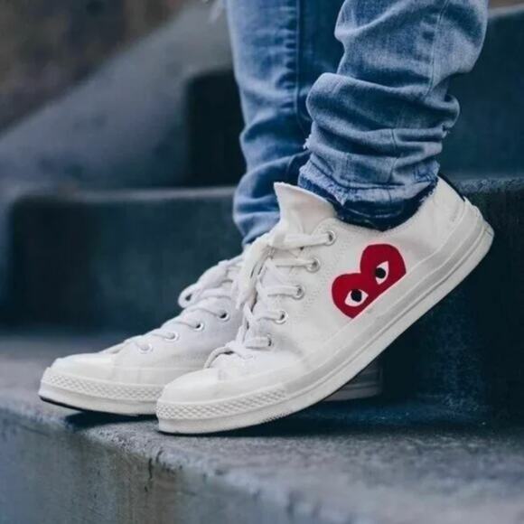 Converse x PLAY COMME DES GARÇONS CDG Play Low Off White Sneakers - Picture 2 of 12